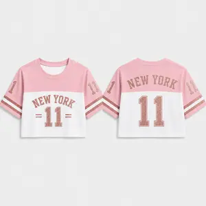 Women’s City Varsity Cropped Jersey Shirt, New York Austin Boston Dallas Seattle Phoenix Brooklyn Miami Graphic Sports Tee, Oversized Short Sleeve  Day Crop Top, Casual Streetwear Outfit for Women Teens Summer Concerts