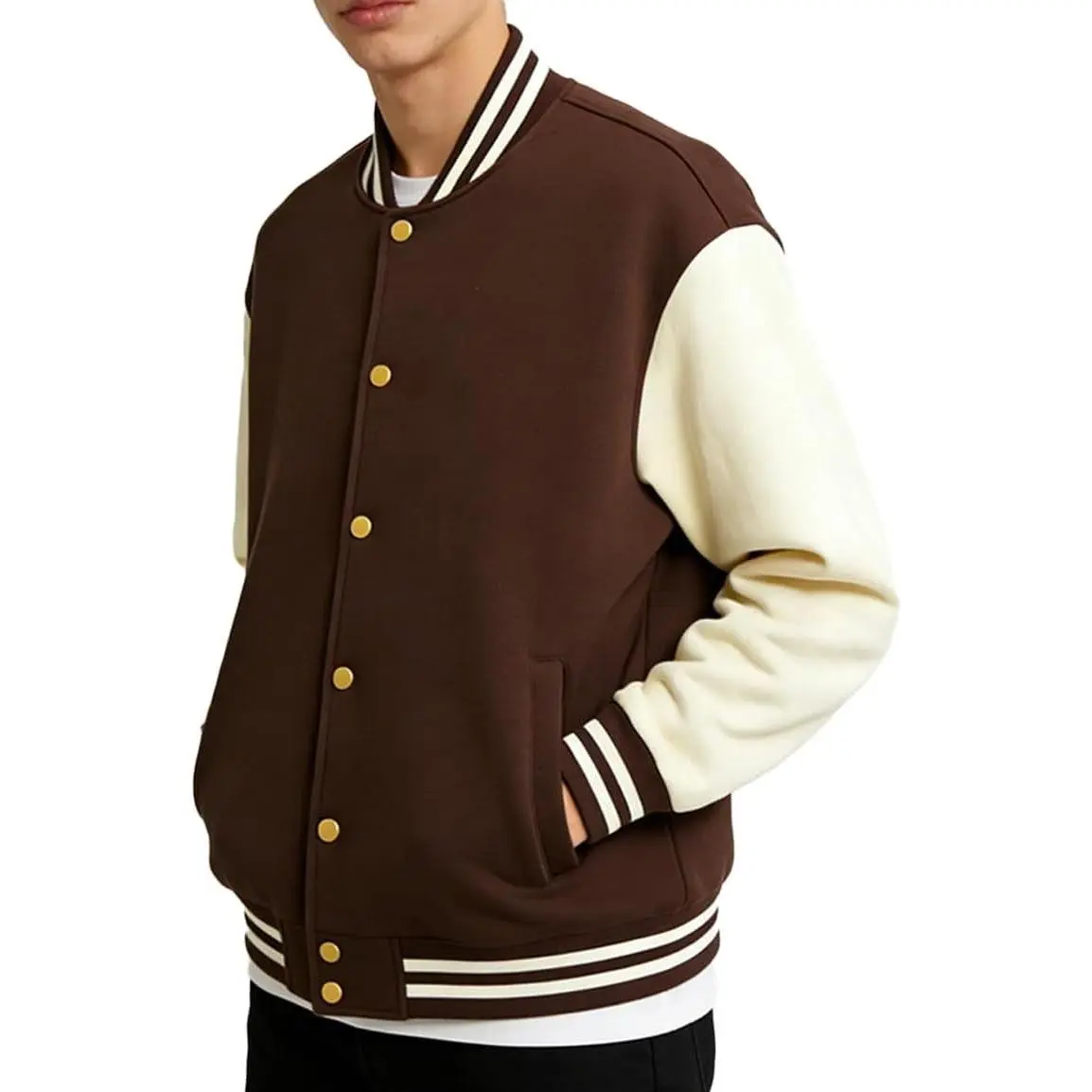 Men's Fashion Varsity Jacket Casual Cotton Blend Letterman Baseball Bomber Jacket