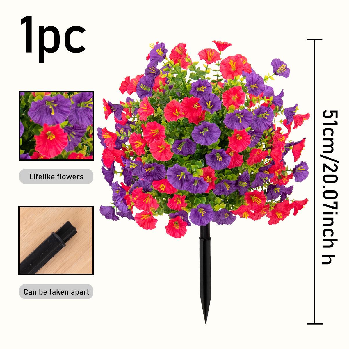 Artificial Flower Trumpet Flower With Ground Stake For Garden Decoration, Eucalyptus Artificial Flower Decoration, Artificial Green Plant, Suitable For Garden, Courtyard, And Outdoor Decoration