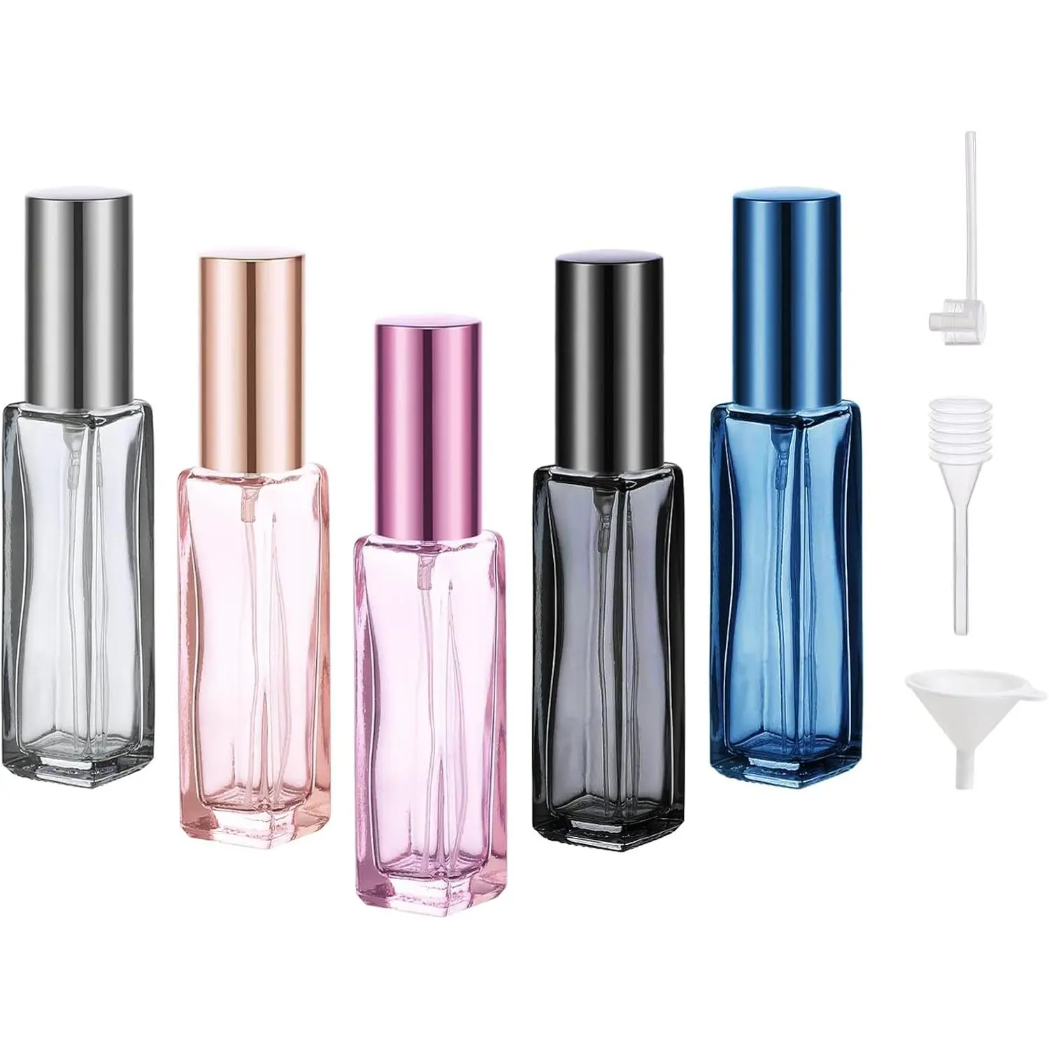 5 count Travel Perfume Bottle Refillable, 10ml Empty Mini Perfume Bottle Leakproof Perfume Atomizer Set for Travel, Cologne Bottle Portable Perfume Atomizer Refillable for Women and Men
