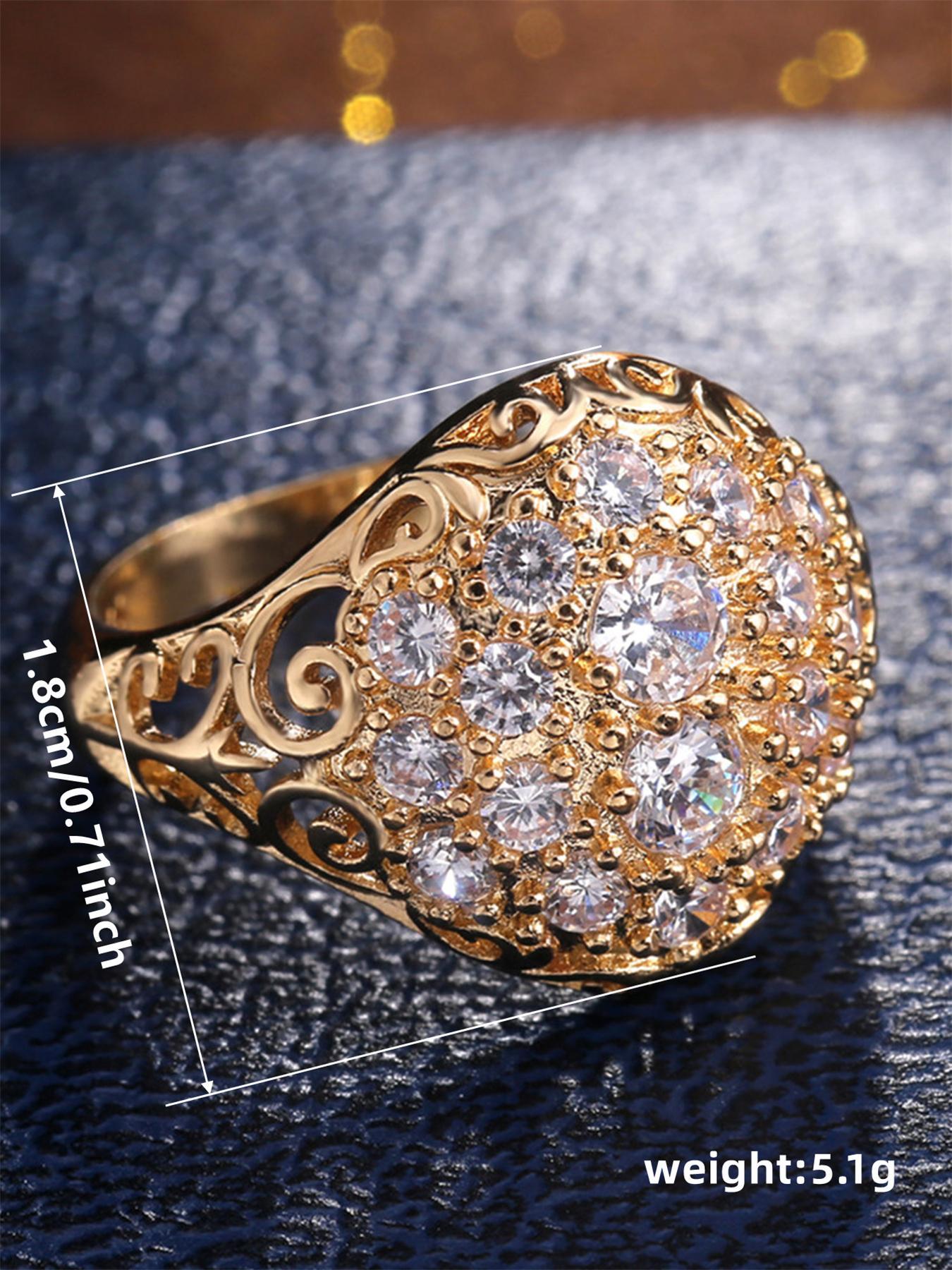 Elegant Hollow out Design Rhinestone Decorated Promise Ring, 2024 New Fashion Accessories for Women, Trendy Luxury Zirconia Ring for Party and Daily Life, Cubic Zirconia Rings