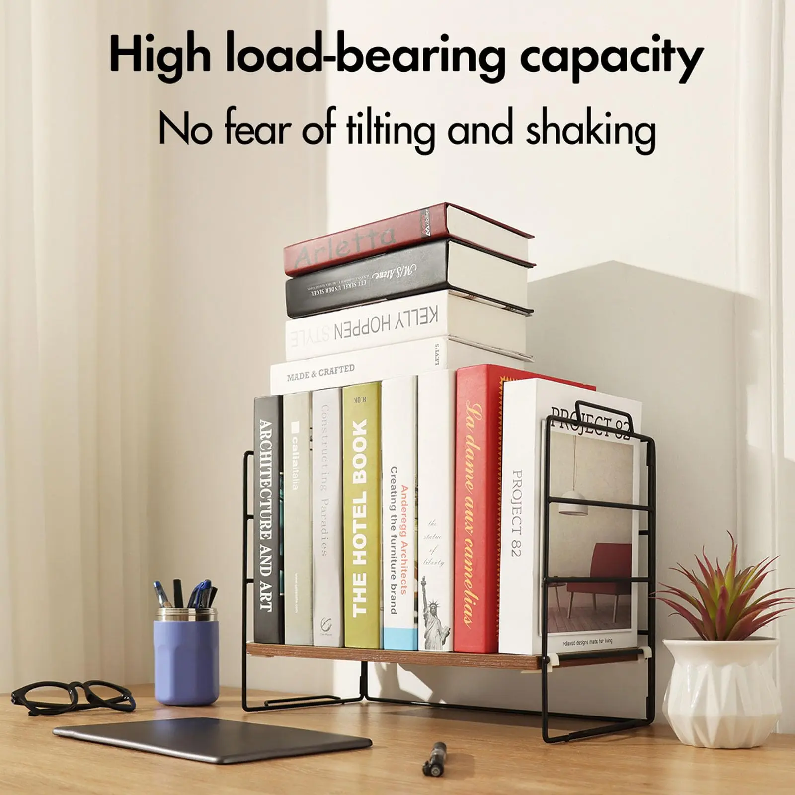 Desktop Shelf Organizer, Small Wood Countertop Bookshelf Adjustable Office, Desk Storage Tabletop Display Shelf for Home Office Kids Dorm,Desk Shelf Organizer, 1 Tier Desktop Shelves, Adjustable Bookshelf Storage Rack and Office Cubicle Decor