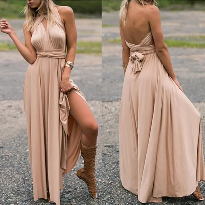 Hot-Selling Multi-Way Wear Multi-Strap Cross Backless Sexy Bandage Dress Long Dress Gown