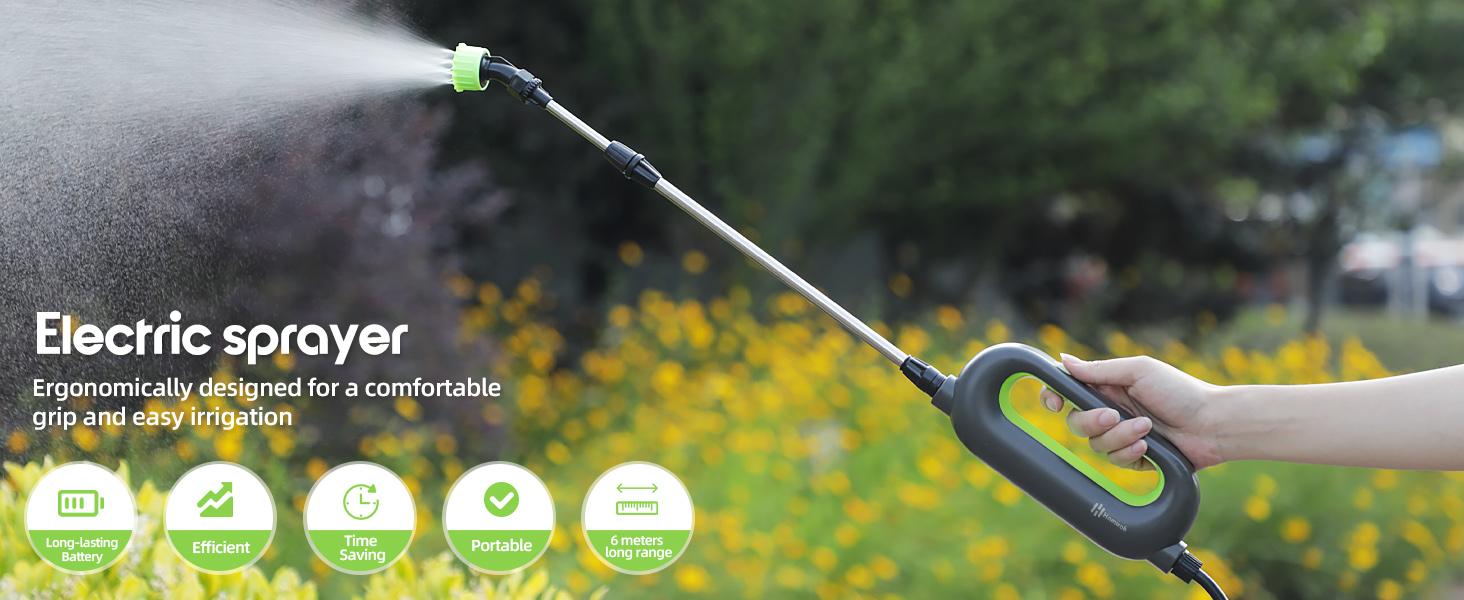 Battery Powered Sprayer Wand, Sprayer 24.5" Telescopic Wand with 20 FT Hose, 7.2V Voltage 3 Nozzles, USB-C Spray for Lawn and