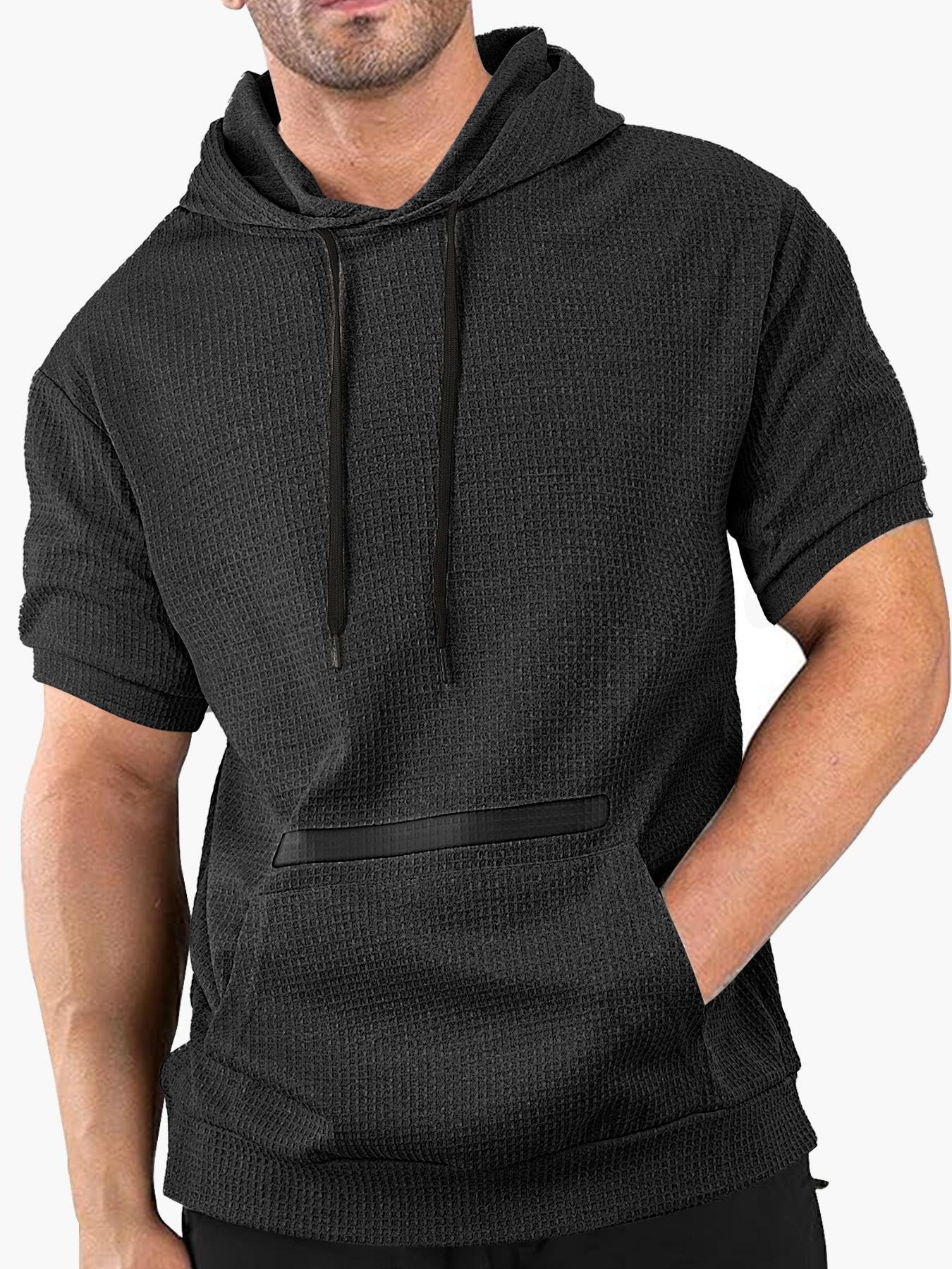 Men's Regular Fit Hoodie Tee, Casual Comfy Hooded Short Sleeve T-Shirt for Summer, Fashion Menswear Men's Top for Daily Wear