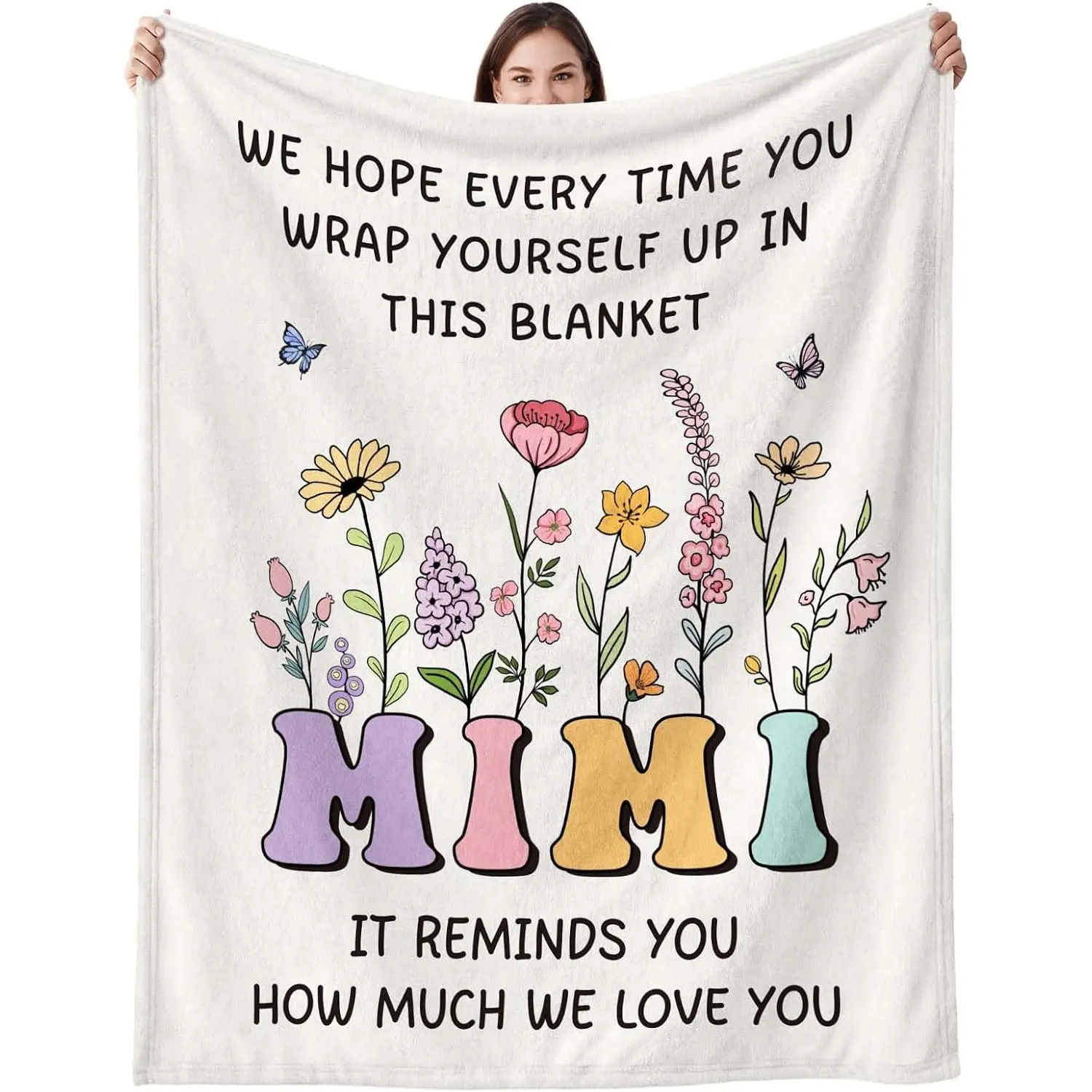 Soft Flannel Blanket Gift for Grandma, Perfect for Mother's Day, Christmas, Birthday Gifts for Mimi, Cozy and Comfortable