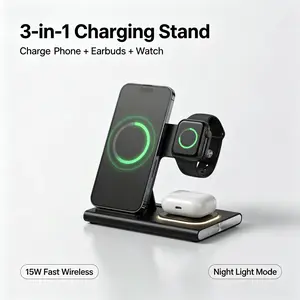 Wireless Charger Stand Station: 3 in 1 Charger Stand Multiple Devices for - iPhone 17 16e 16 15 14 Pro Max 13 12 - Watch 11 10 9