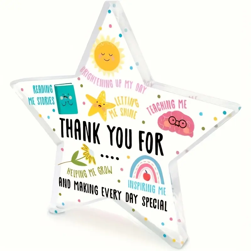Acrylic Star Shape Appreciation Plaque, Thank You Gift, Inspirational Desk Decor, Birthday Gift, School Back To School Present, Signs