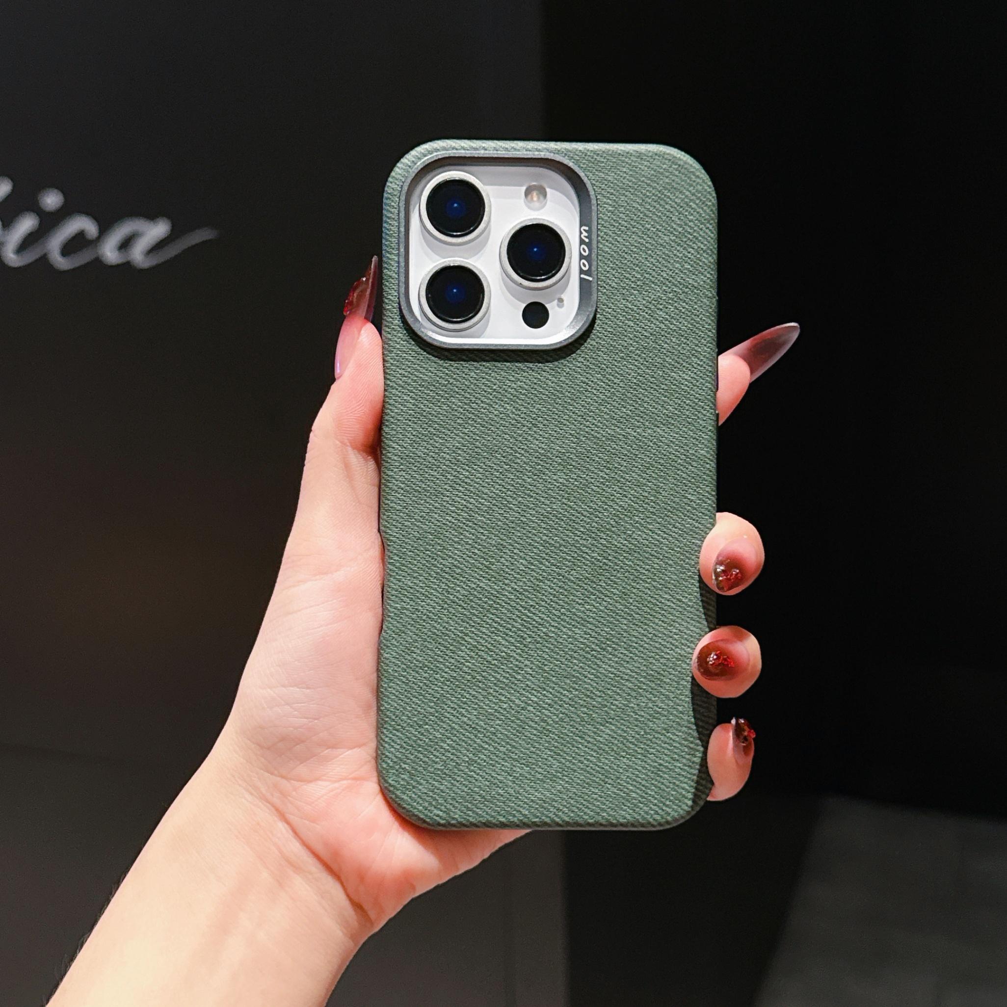 Luxury Denim Texture Leather Case with Magnetic for iPhone 16 Pro Max 15 Pro, Anti-Slip Slim Shockproof Protective Cover for Men Women