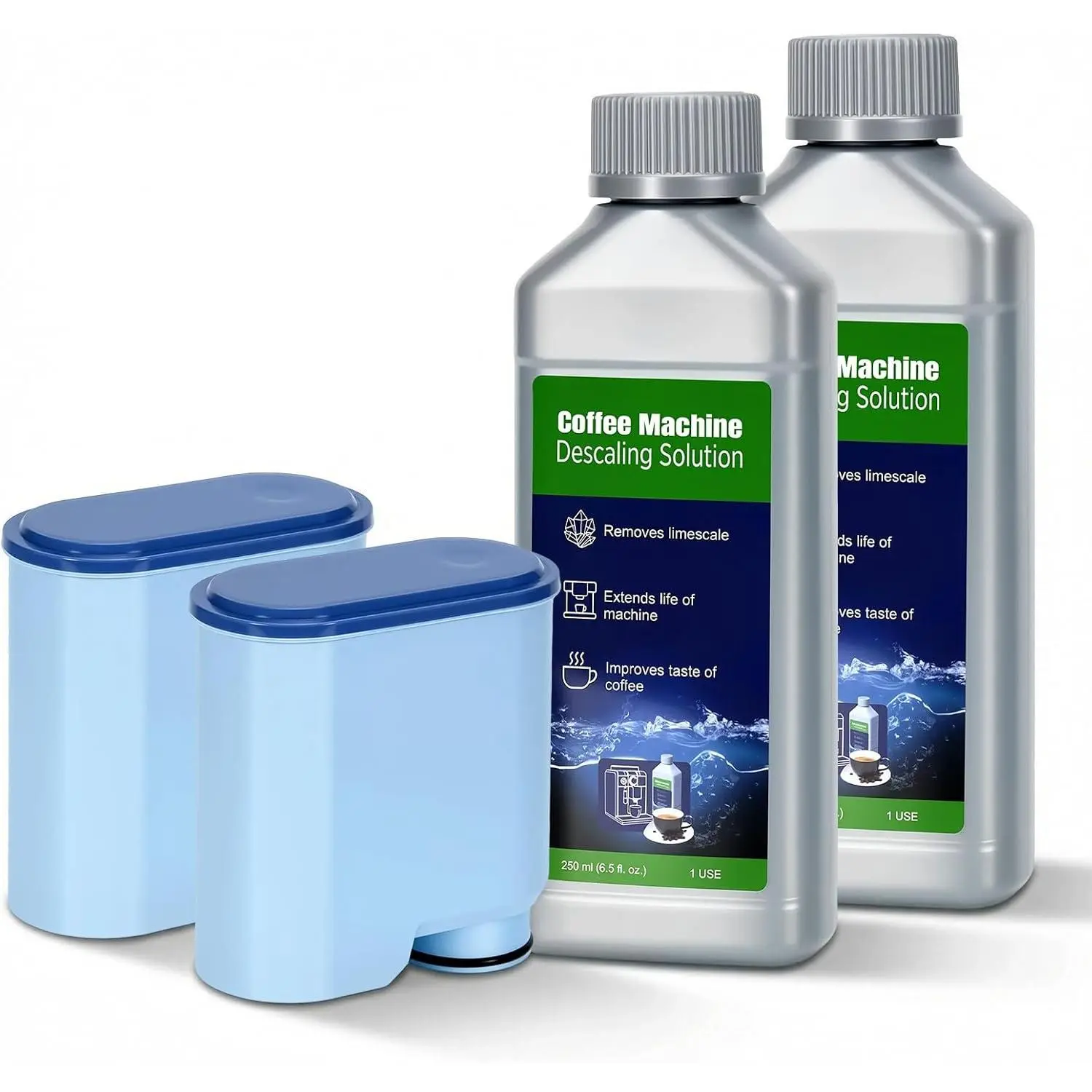 Aquaclean Water Filter Compatible with  AquaClean(2 Pack), Liquid Descaler(250MLx 2) For Fully Automatic Coffee Machines
