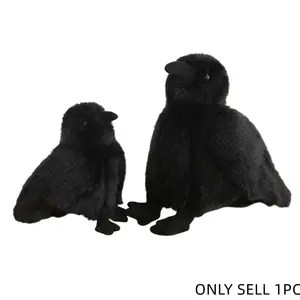 Black crow plush toy, stylized figurine of a bird with a pointed beak and black feathers, high intelligence, wild nature. Mysterious Halloween-themed decoration piece, family set, Halloween gift, New Year’s gift, birthday gift, holiday gift.