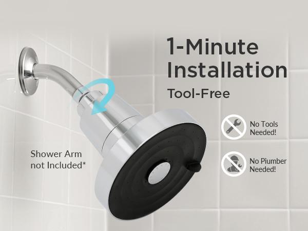 Filtered Shower Head for Hard Water, KDF-55 Filter Dermatologist Recommended for Softening Hard Water, Advanced Filtration for Hair and Skin (CP)