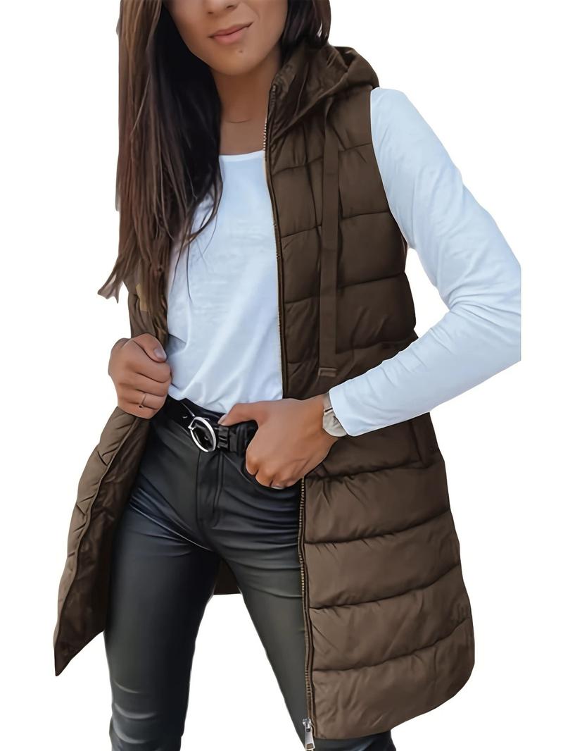 BIGWIG Solid Color Hooded Zipper Vest Jacket Women's Clothing