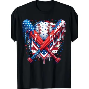 US Flag Ice Cream Drip Independence Day T-Shirt for Boys, Girls & Teens, Breathable Casual Crew Neck Short Sleeve Summer Streetwear, Ideal Present, Unisex for Boys And Girls