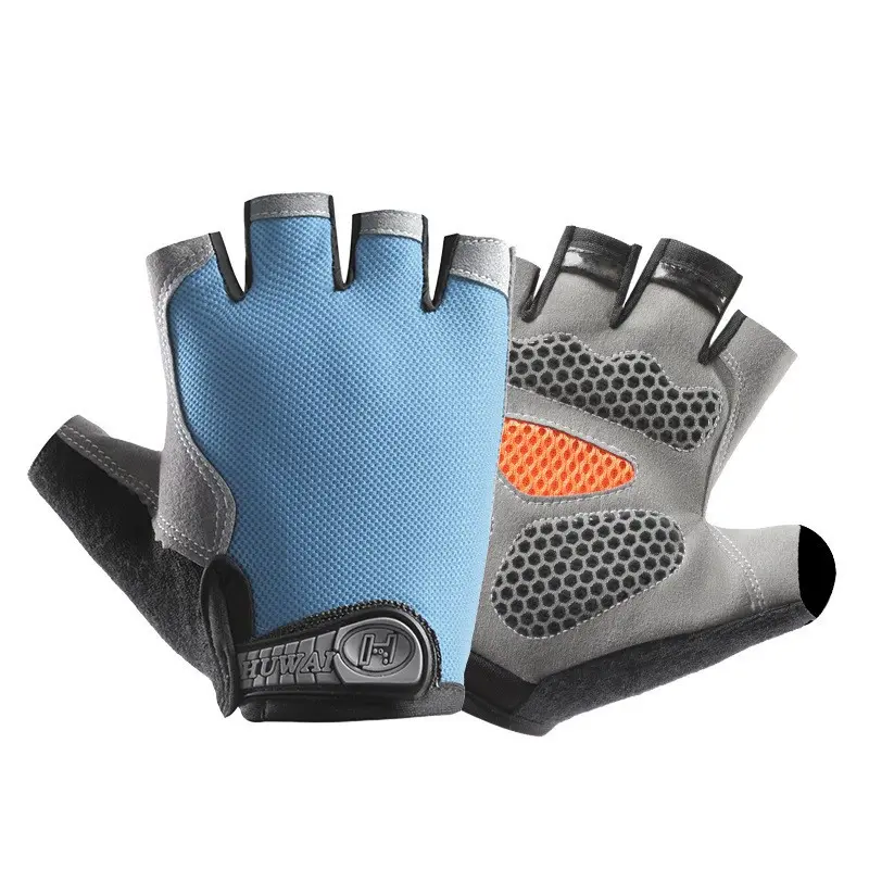 Upgraded mesh half-finger light blue