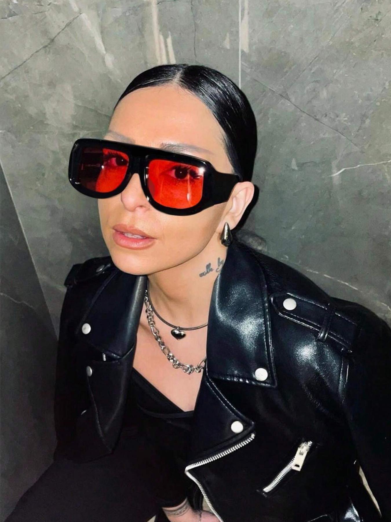 Unisex Oversized Square Thick Frame, Trendy Modern Casual Sunglasses for Everyday Use, Trendy Styling Sunglasses, Fashion Accessories for Outdoor Activities, Summer Trendy Sunglasses
