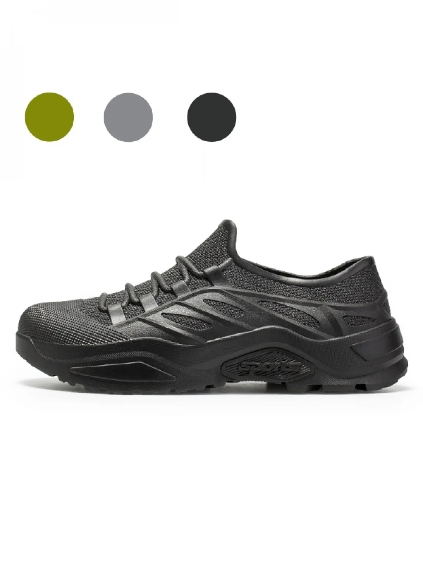 Solid Avocado Green Waterproof Ankle Rain Shoes, Thick Tread Anti-Slip Footwear For Fishing Tidal Stream Wading