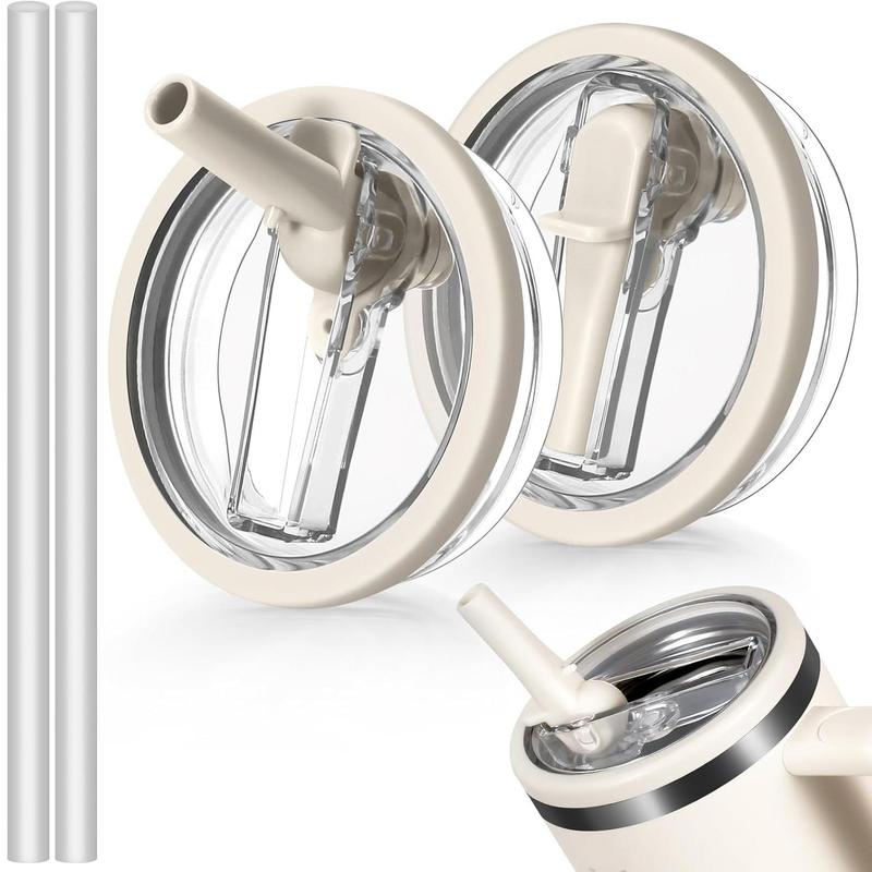 Tumbler Flip Straw Lid Replacement, 2 Counts Splash-Resistant Tumbler Lids with 2 Straws, Reusable Leak-Proof Covers for Stanley Cup Accessories #TOP PICKS