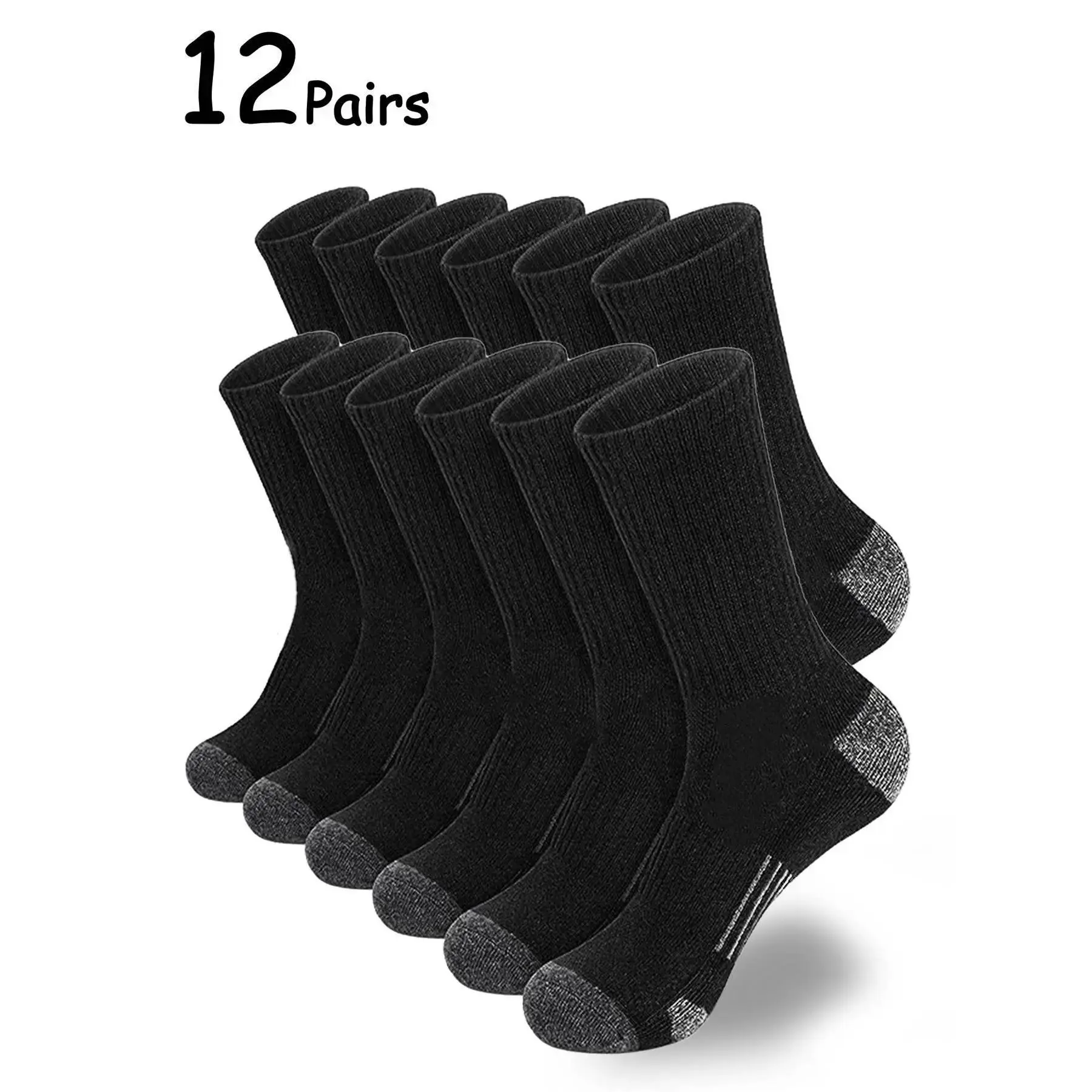 Men's 12 Pairs Colorblock Crew Socks, Casual Moisture Wicking Mid-calf Socks, Soft Comfy Breathable Hosiery for All Seasons Daily Wear