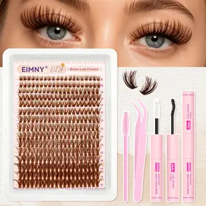 4 in 1 Lash Clusters, Brown False Eyelashes, Mixed length Lash Spikes, Reusable Extension Lashes, DIY Spiky Lash Extension, Dense Style Cluster Eyelash Extensions, Fluffy Cluster Eyelash, Fluffy Wispy Lashes, Eyelashes Extensions, Makeup, Cosmetic