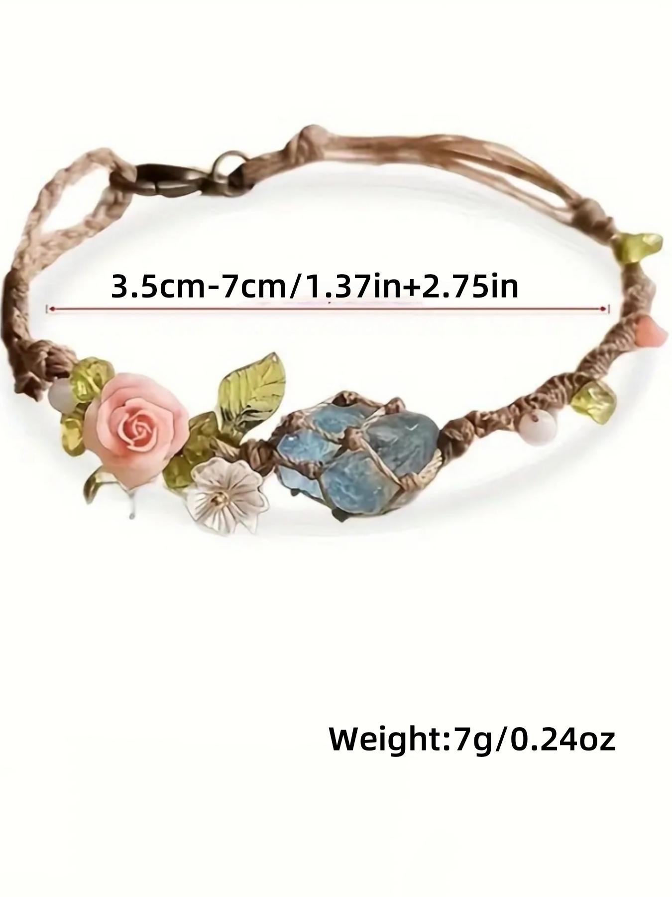 Handmade Bohemian Floral Bracelet, Natural Gemstones & April Birthstone, Light Ocean Jewelry, Perfect for Daily Wear
