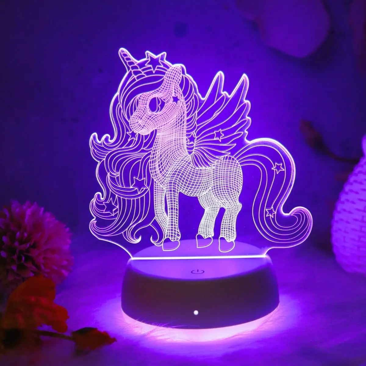 Unicorn Acrylic Night Light, Color Changing Touch & Remote Control Lamp, Cute Horse Design, Bedroom & Living Room Ambiance Lighting