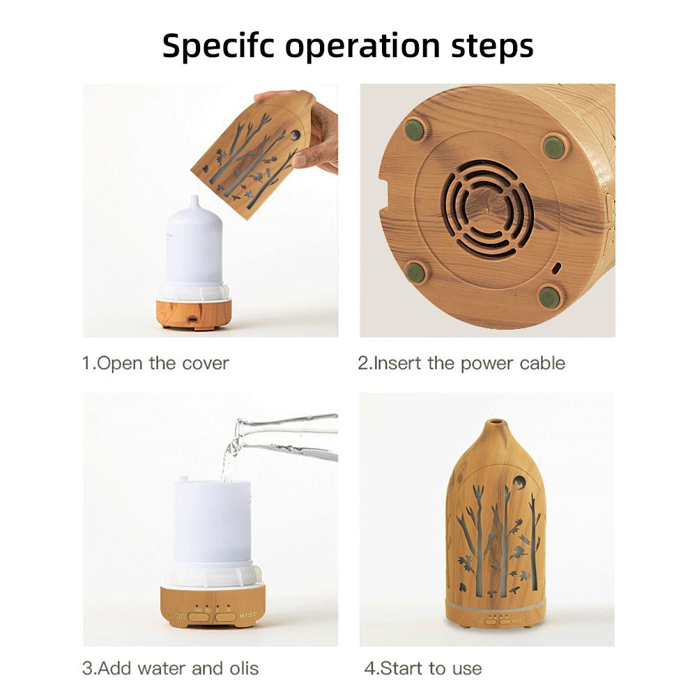 Hollow-Out Aromatherapy Diffuser  7 LED Mood Lights, 3 Premium Oils, Silent & Safe Operation