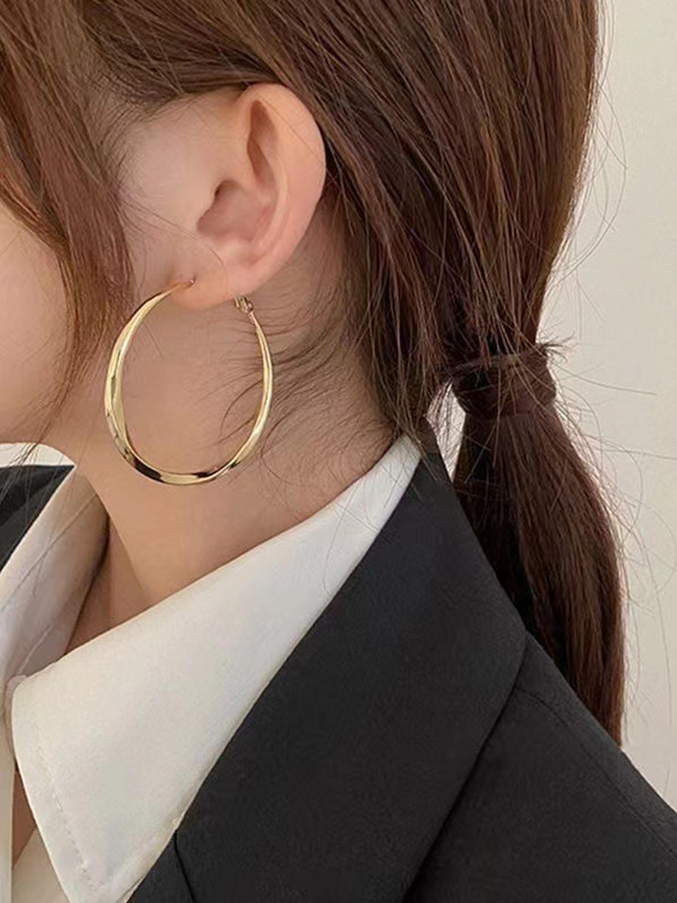 Minimalist Temperament Hoop Earrings, Fashionable All-match Earrings for Women, Trendy Exquisite Jewelry for Birthday Gift, Unique Twisted Shape