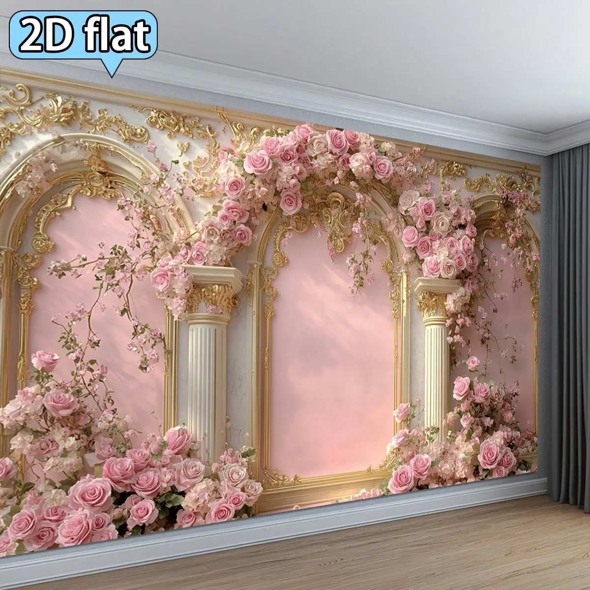Elegant Pink Rose Wedding Backdrop Banner, Premium Polyester Photography Background, European Floral Party Decoration, Photo Booth Props, Event Decor for Weddings, Birthdays, Anniversaries, Indoor Outdoor Use