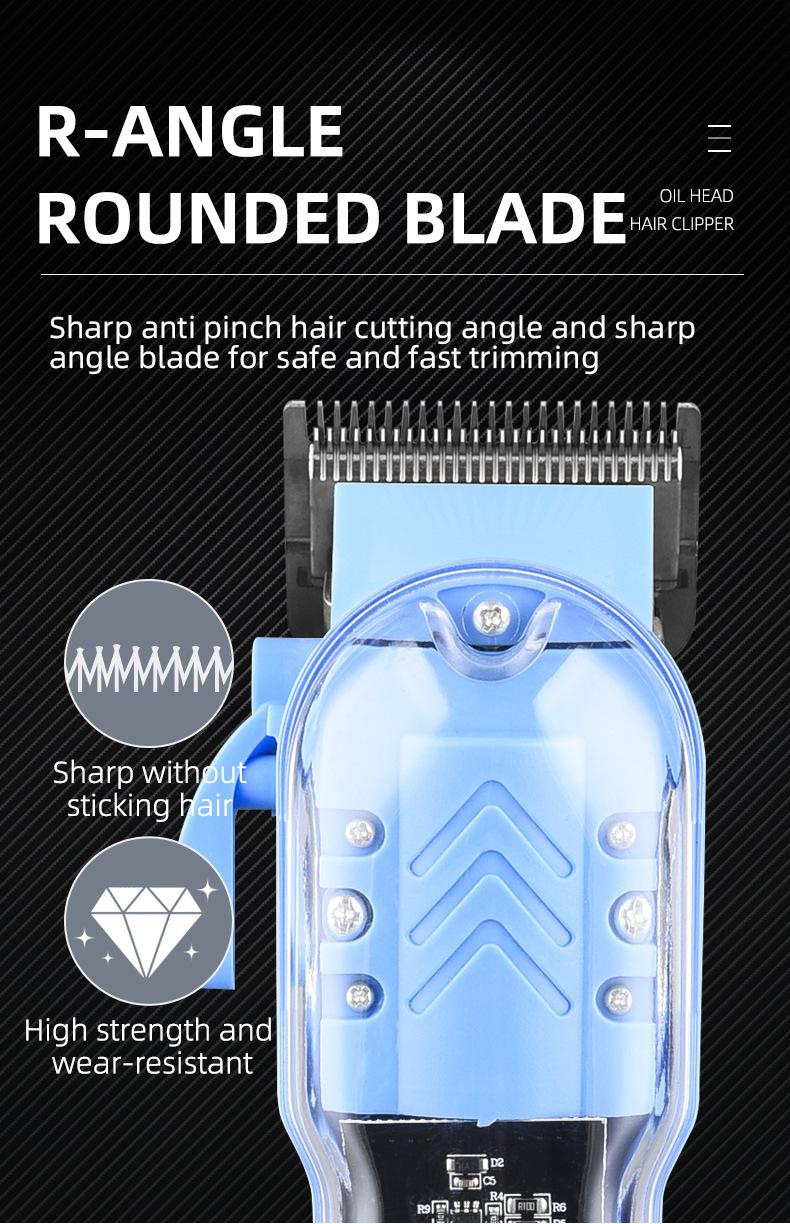 Professional hair clipper with transparent LCD digital display, electric hair clipper for barbershop, carving oil head electric trimmer, men's edge trimmer and shaver