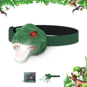 Dinosaur Headlamp for Kids Flashlight Outdoor Camping Gear LED Reading Head lamp, Hiking Accessories Headlight for Kids or Adults, Dinosaur Toys HeadLamps Ideal Gift for Birthday, Xmas
