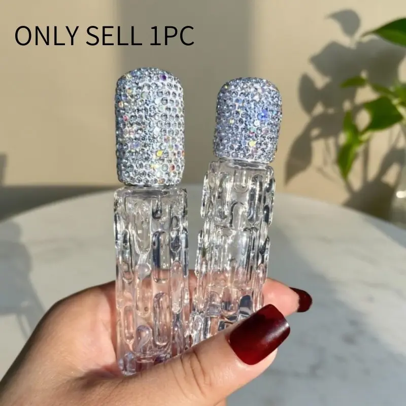 Luxury-lite 1pc 1-piece perfume spray bottle with sparkling artificial gemstones, press-on toner, glass empty bottle, exquisite portable liquid dispenser bottle for outings Travel Dispenser Bottle