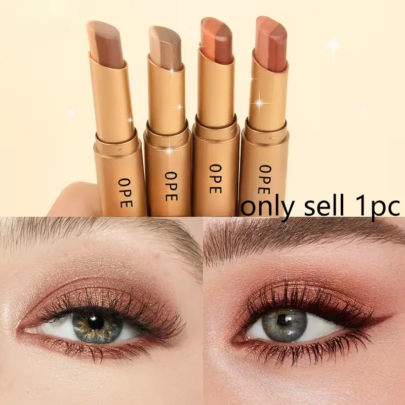 3-in-1 Earth Gradient Glitter Shimmer Eyeshadow Stick, twist shimmer affordable teen soft korean sheer nude makeup
