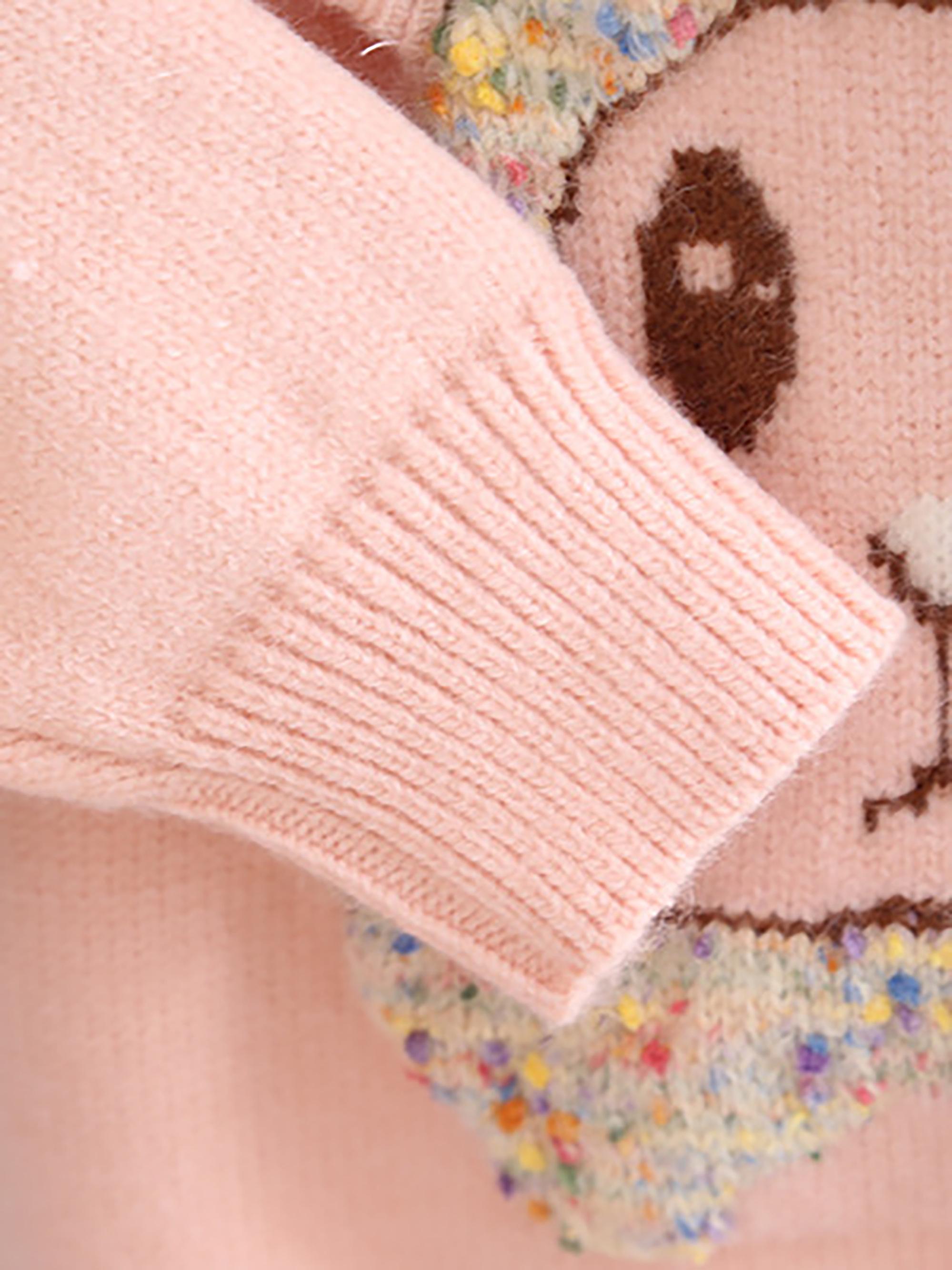 Girls' Thickened Sweater with Hand-Embroidered Design - Winter Warm Loose Fit Cute Button-Front Sweater Suitable for Autumn/Winter, Hand Washable Cozy Sweaters for Girls &