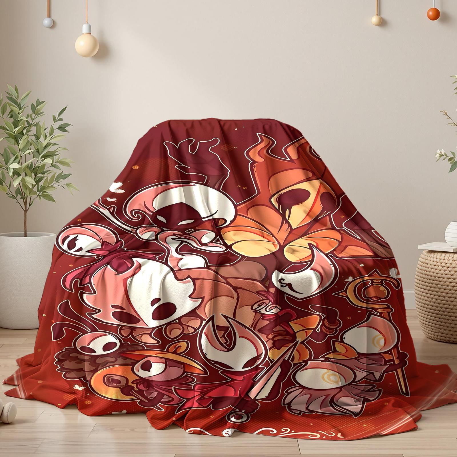 Hollow Knight Silksong Funny Flannel Blanket Anime Action Adventure Customized Cozy Throw Blanket for Bedroom Cars Home  Rug