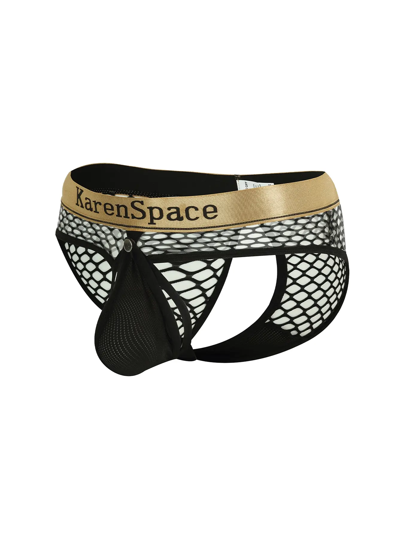 1Pc Men Large Fishnet Mesh Breathable Back Hollow Briefs, Letter Printed Waistband, Detachable U Pouch, Low Rise Sexy Underwear For Sports, Multiple Colors Available