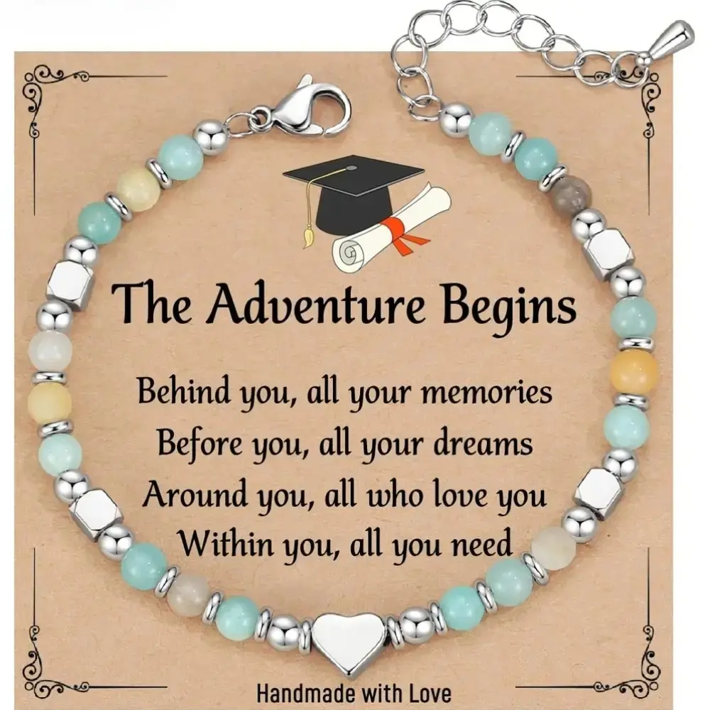 Inspirational Charm Bracelet for Women, 2024 Adjustable Graduation Gifts for Her with Cap & Diploma Charms in a Graduation Cap Gift Box, College Graduation Gifts