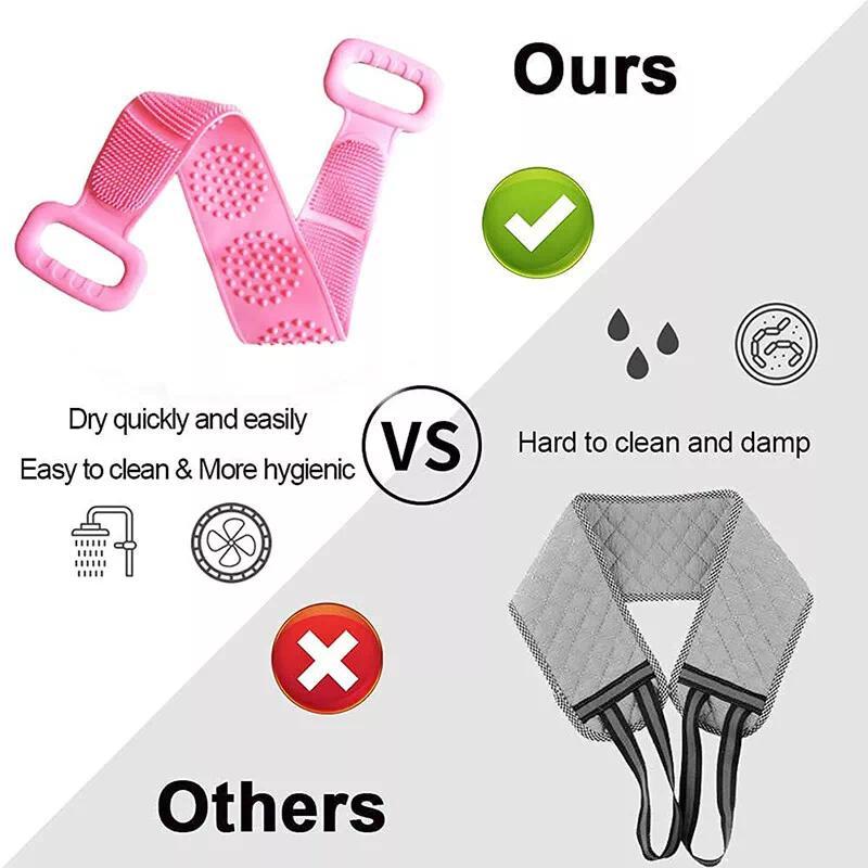 1PCS Fashion Silicone Bath Body Brush, Exfoliating Long Silicone Body Back Scrubber, Bath & Body Brushes, Shower Brush, Double-sided Brush