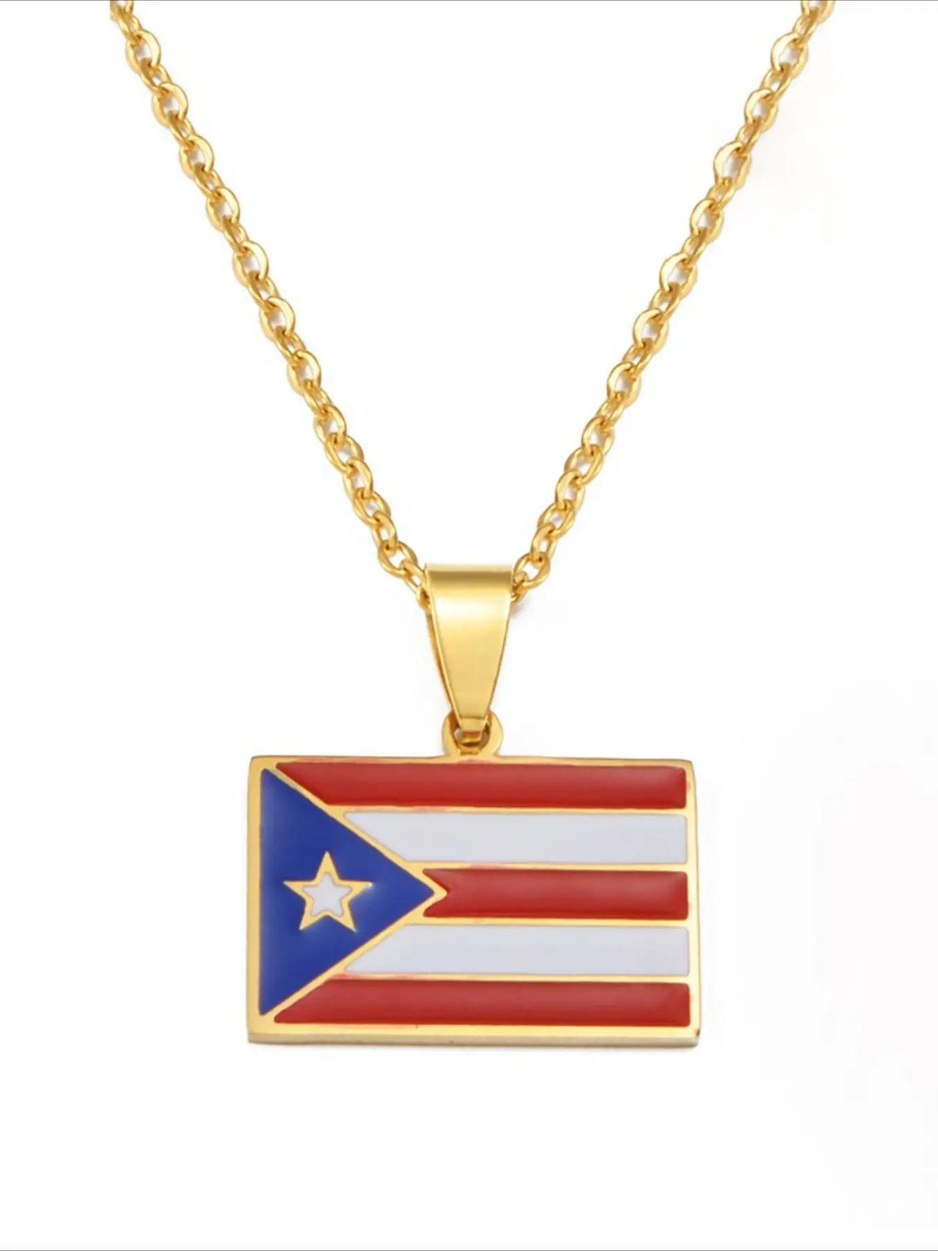 1pc PR Puerto Rico Pendant Necklaces for Women  Stainless Steel Hawaii Guam Guadeloupe Mayotte Hibiscus Flowers Jewelry