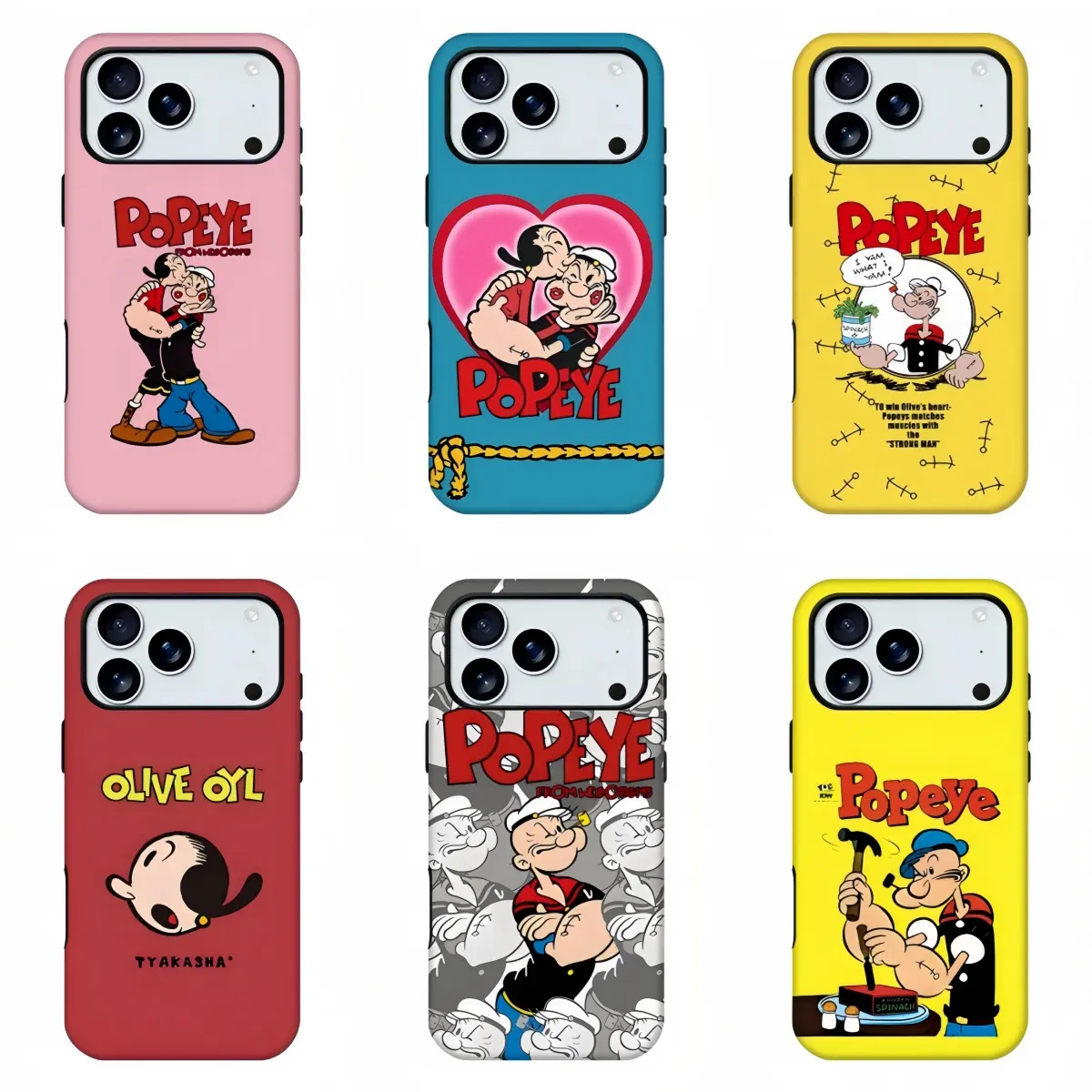 Popeye The Sailor Man Vintage Cartoon Phone Case,Retro Nostalgic Animation Aesthetic Phone Shell,Classic Popeye & Olive Oyl Character Print Protective Cover Compatible For iPhone 11-17 Pro Max, Samsung S21-S26, Ideal Gift