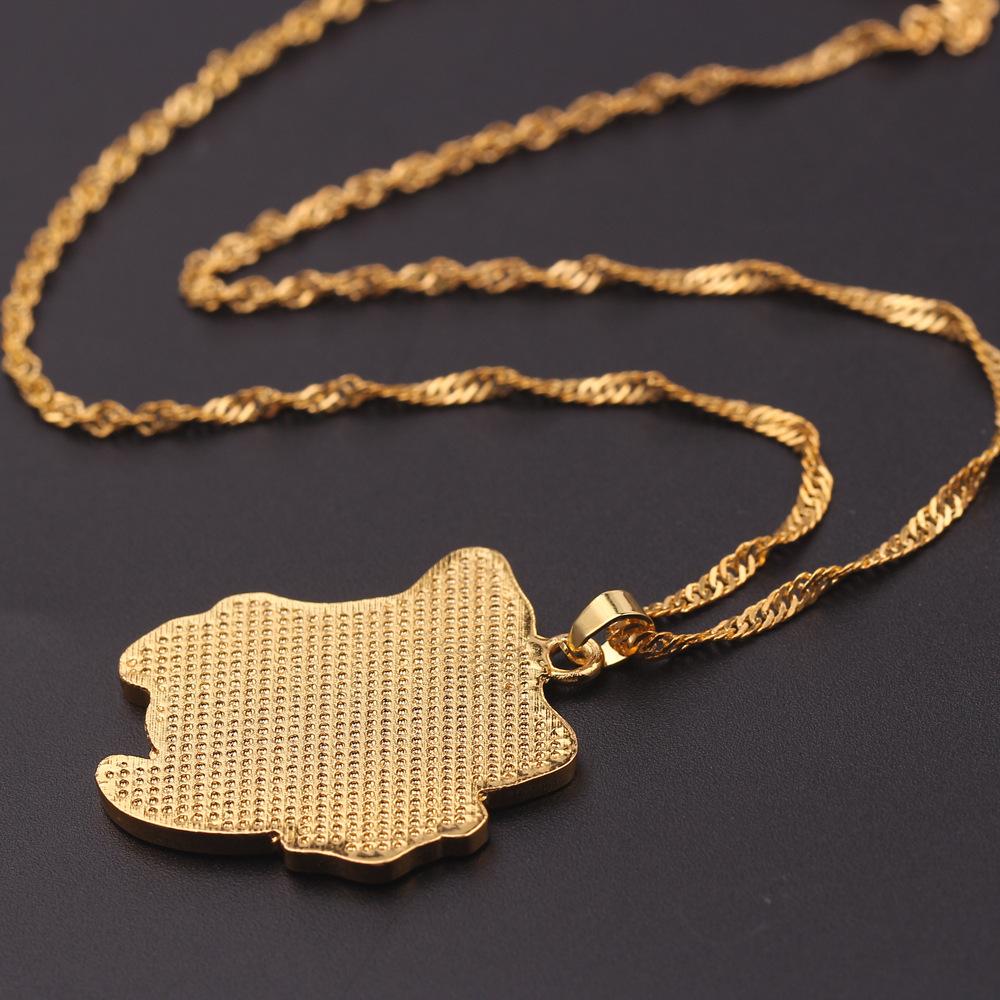 World Country Map Flag Pendant Necklace Gold Plated Alloy Charm Necklaces National Pride Jewelry for Men Women
