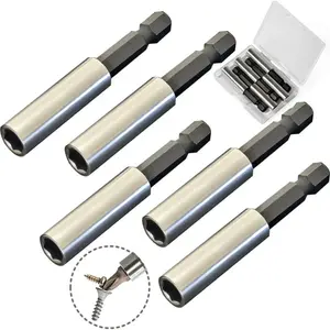 5-Piece Set, 60mm Hex Shank Magnetic Extension Bar, Magnetic Drill Bit Holder, Hex Screwdriver Bit Set for Securing Screwdriver Bits