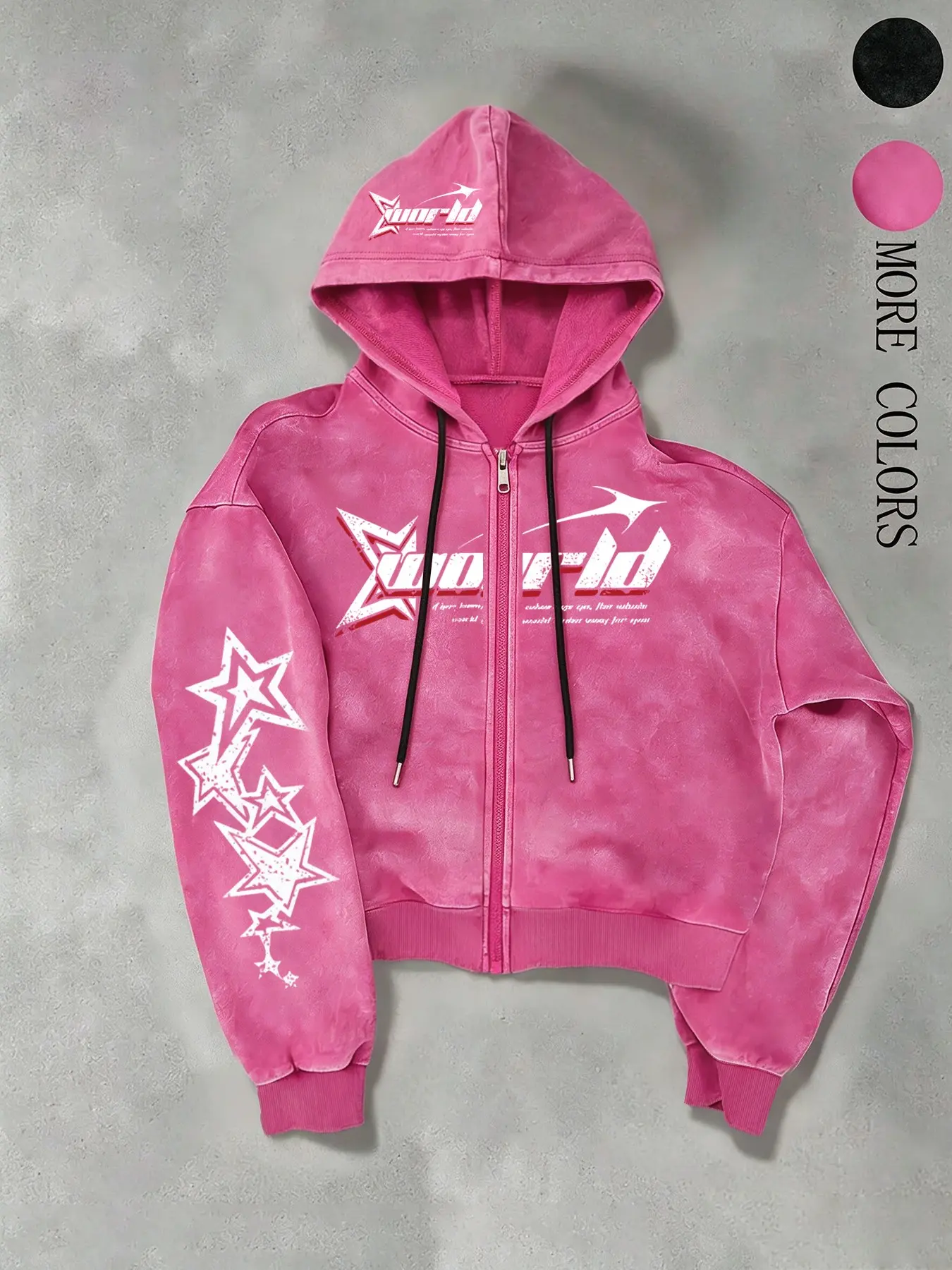 Men's Fall Winter Star Letter Print Hoodie, Traceable Cotton Zipper Jacket, Casual Loose Fit Sweatshirt, Trendy Streetwear