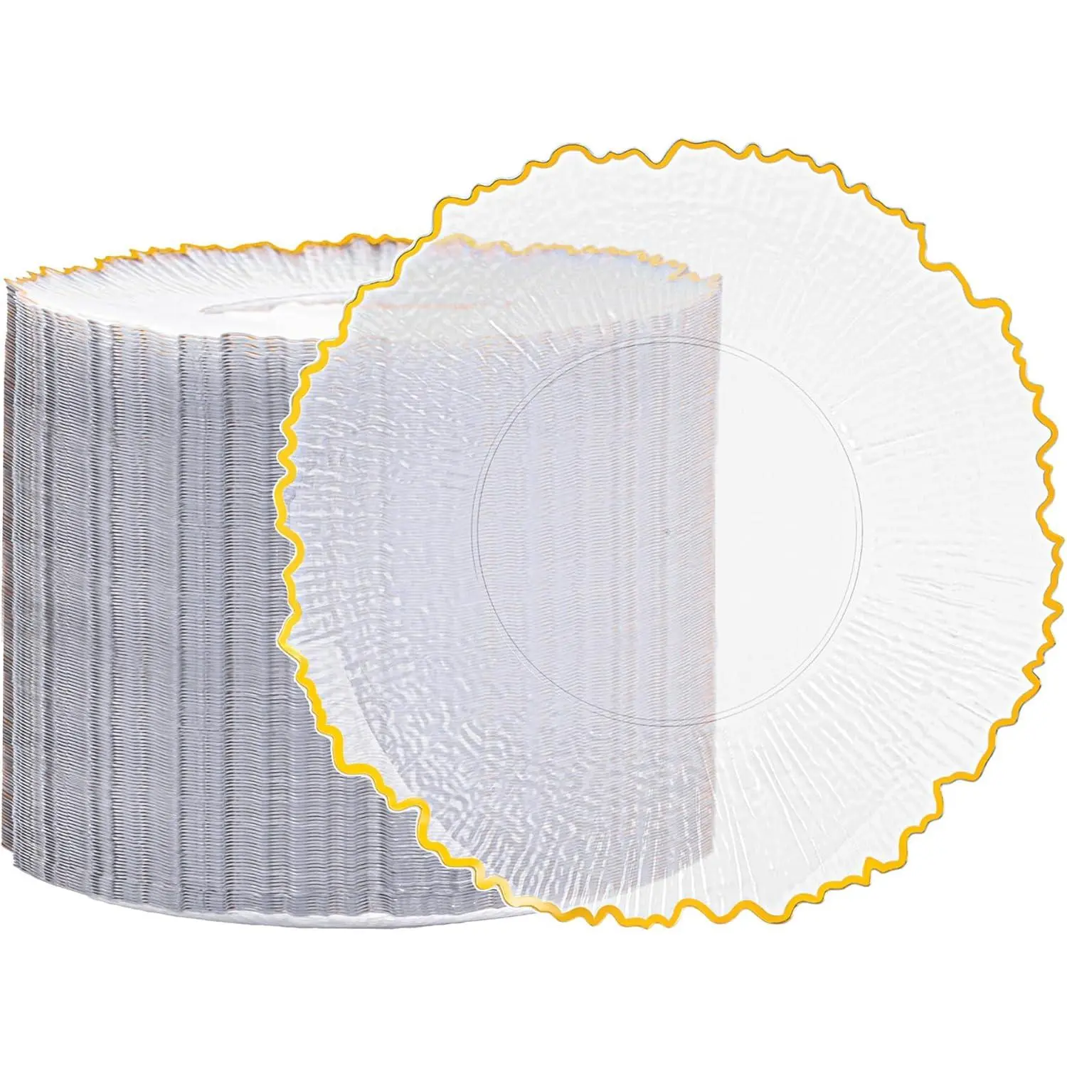 100 count Clear  Plastic Plates,7 Inch Clear Disposable Dessert Plates with  Rim,Heavy Duty  Plastic Salad Appetizer Platos Disposable for  & Wedding