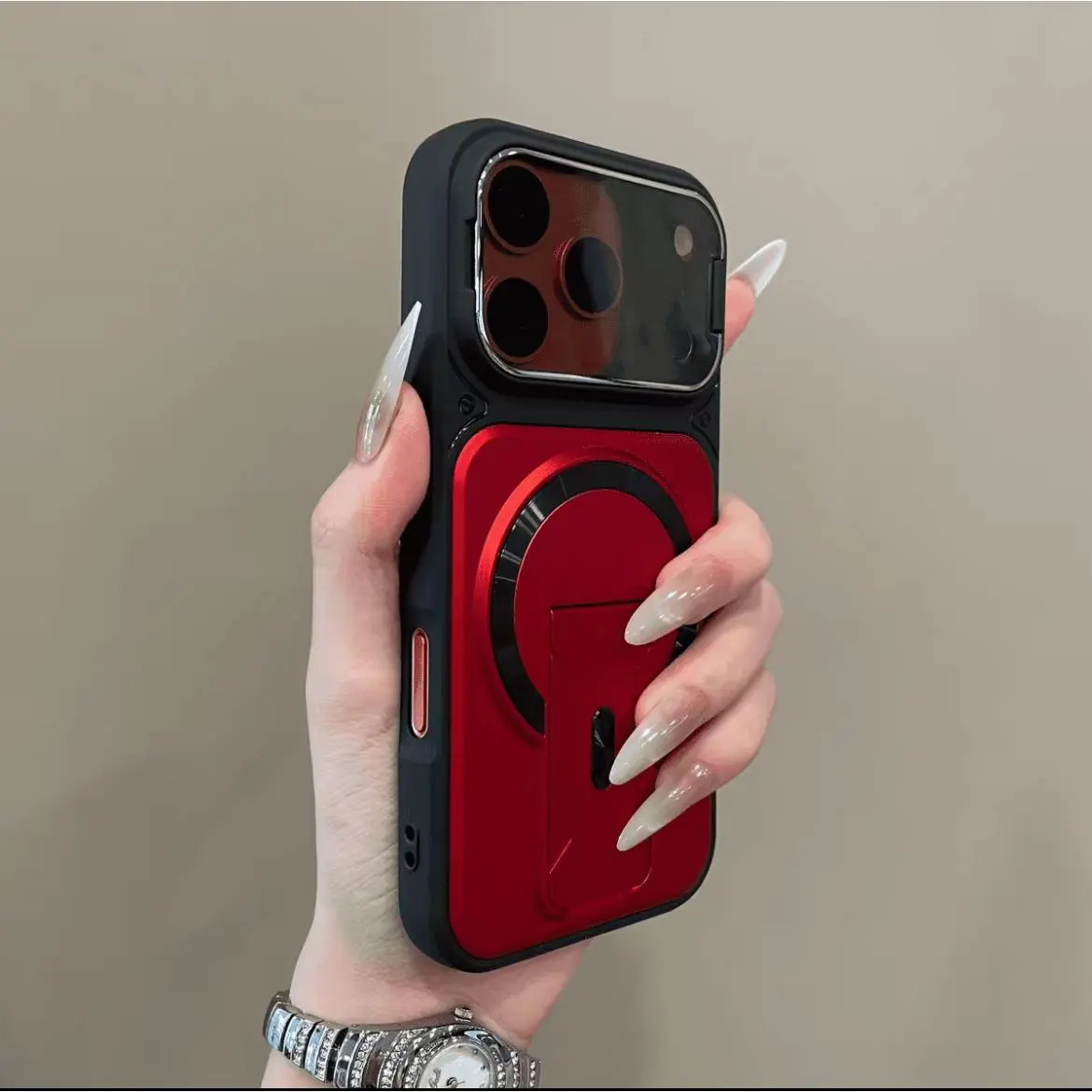 Protective Acrylic Shell Magnetic Stand Smartphone Case - High-End Accessory for iPhone 11/13/17/18/18 Pro Max, Lens Protection, Precise Casing Cover