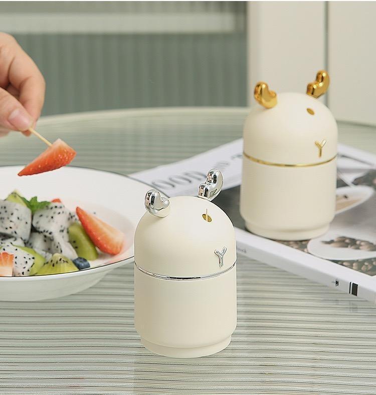 2PCS High-quality, stylish toothpick holder for home use, featuring a delicate and creative cream-colored deer design.