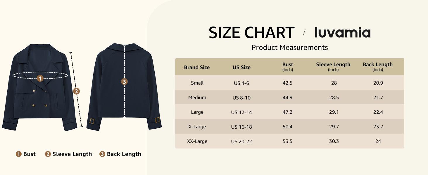 luvamia Polyester Cropped Trench Coat for Women Double Breasted Notched Casual Loose Jackets with Pockets Women's Long Sleeve Coat Women's Lapel Outerwear luvamia Polyester Cropped Trench Coat for Women Double Breasted Notched Casual Loose Jackets with Pockets Women's Long Sleeve Coat Women's Lapel Outerwear