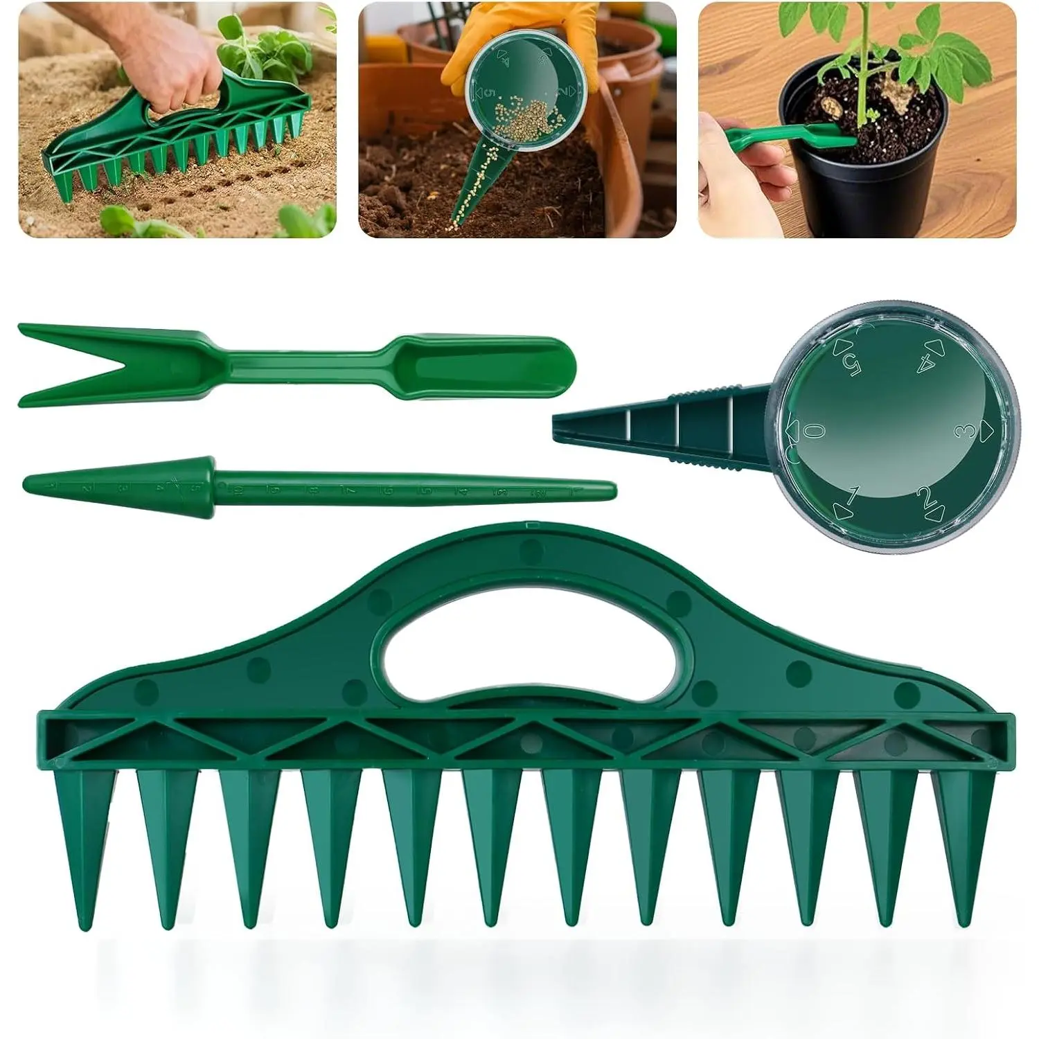 Seed Spreader 4 count Sowing Seeds Dispenser Set Mini Seed Dispenser for Small Seeds Handheld Seed Planter Tool Seed Dibber Multifunctional Seed Spacer Gardening Tools