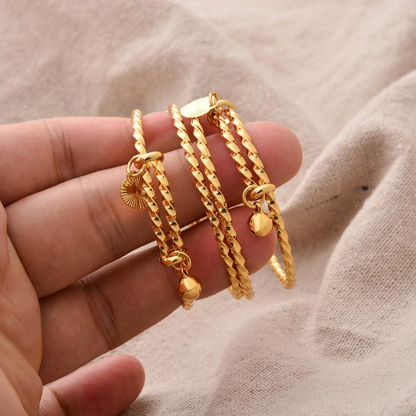 Ethiopian /Arab/African Lucky Bell Baby Kids Children Gold Color Birthday Bangle Bracelet Jewelry Gift
