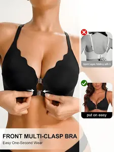 Women Magnetic Front Closure Push Up Bra, Seamless Wireless Comfort, Medium Support, Perfect for All-Day Wear & Casual Style